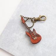 | 客製化刻字+選色 | Fender 仿真電吉他吊飾 鑰匙圈 橘紅色 禮物