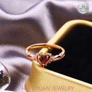 Snow White Birthstone January Heart Red Garnet Ring For Women With S925 Silver