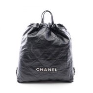【二手】香奈兒 CHANEL 雙肩包 Chanel 22 大號黑色皮革 CHANEL22 Matelassé 鏈條雙肩包 女士二手 A