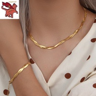 Jewellery set gold 916 original Malaysia chain for women necklace woven fishbone shaped for women br