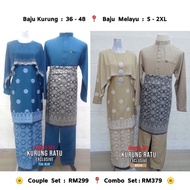 [ Ratu Set ] Kurung Cape Songket Printed . Baju Melayu Sakura . Sedondon Couple Raya 2024 . Baju Nik