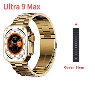 Smartwatch Golden 24k Ultra 9 Max IWO 14 Series 9 NFC Men Women Full Screen waterproof sports Rotary Button Bluetooth Call Digital Smart watch
