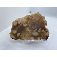 D2361 Natural Ore/Sakura Agate Raw Ore With Leather Ornaments Free Acrylic Frame Weight About 142g S