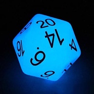 Bescon Jumbo Glowing D20 38MM, Big Size 20 Sides Dice Blue Glow in Dark, Big 20 Faces Cube 1.5 inch