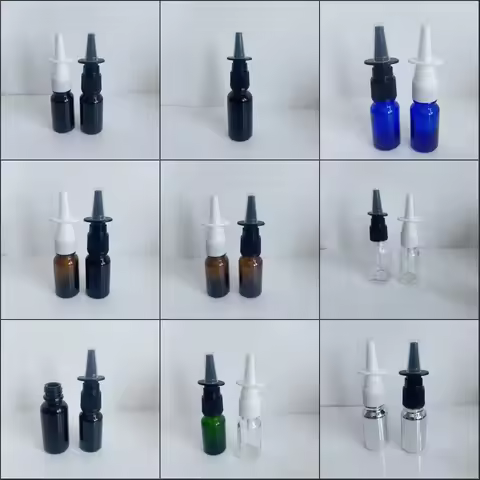 10 Pcs Empty Nasal Glass Spray Bottle 5/10/15/20ml with Fine Mist Pump Leakproof Refillable for Nasa