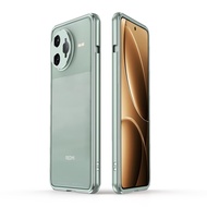 POCO F7 Pro 向けバンパー ケース 衝撃吸収 ストラップホール 薄 軽量 レンズ保護プレート付き メタルフレーム アルミニウム製 カバー F7P-JG-50401 (グリーンシルバー)