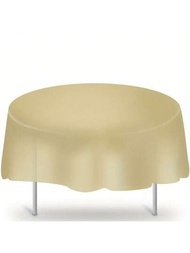 3入組一次性圓形塑膠白色桌布，84\"/213cm大餐桌套，適用於派對、婚禮、聖誕節和其他活動