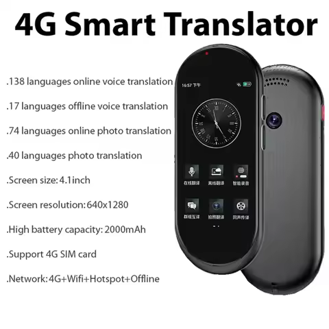 A10 Voice Translator 4.1inch Chat GPT Multi-Language 4G SIM Intelligent Real-time Translation Device