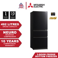 Mitsubishi MR-CGX56EP 492L 3 Door Neuro Inverter Bottom Freezer Refrigerator Fridge CGX56 56 56EP CGX56EP