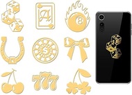 OLYCRAFT Pack of 9 Golden Metal Stickers 4 x 4 cm Lucky Motif Self-Adhesive Stickers Horseshoe Gold 