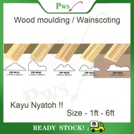 Wainscoting Frame / Wood Moulding / Wainscoting Decoration Bingkai Wood Rail Kayu Nyatoh Solid wood - CW0012 - CW0044