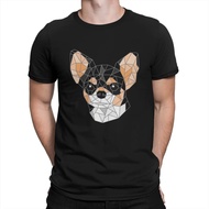 Ready Stock Black Stained Glass Men T Shirt Chihuahua  Dog Lovers Vintage Tees Short Sleeve O Neck T