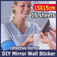 Mirror Sticker    16 pieces decorative mirror self-adhesive ceramic tile mirror wall sticker