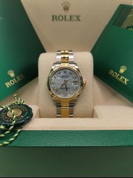 31mm 全新現貨 278273-0027 Datejust 31腕錶黃金及蠔式鋼款，搭配鑲鑽白色珍珠母錶面及蠔式（Oyster）錶帶。