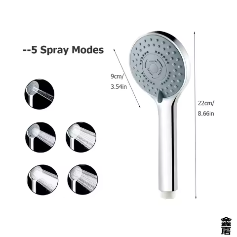 Bathroom Sprayer Shower Jetting Shower Head Water Saving Handheld Adjustable 5 Modes SPA Shower Bath