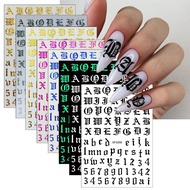 8 Sheets Old English Nail Sticker Holographic Letter Nail Art Decals 3D Self-Adhesive Alphabet Nail 