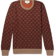 Gucci brown & orange monogram alpaca wool men’s sweater 毛衣 XS
