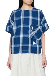 AND WANDER INDIGO CHECKED PULLOVER