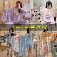 Free Size Set Pyjamas Baju Tidur Wanita Nightwear Sleepwear Baju Tidur Plus Size Pajamas Women Set Baju Tidur Wanita