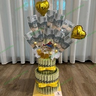 money cake 2 tingkat baloon love gold