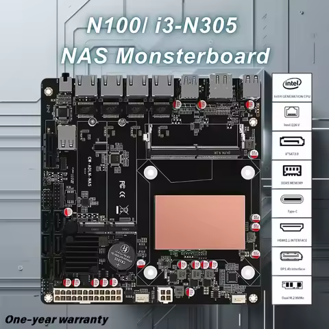 SZBOX Intel N100/i3-N305 Nas Montherboard Home DDR5 2*M.2 NVMe 6*SATA 3.0 ITX I226-V SO-DIMM 4*2.5G 