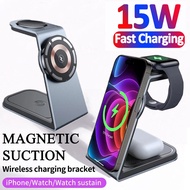 3 In 1 Magnetic Wireless Charger Stand Transparent For iPhone 12 13 14 Pro Max Apple Watch Airpods Fast Charging Dock Station