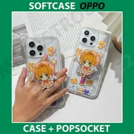 HP Softcase TransparentBENING + Popsocket Case Op A60 A58 4g A78 4g A38 A18 A98 A15 A15s A16 A54s A5