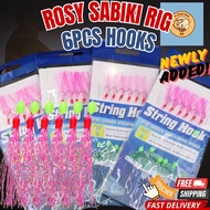 【ROSY】6PCS HOOK Luminious Sabiki Rig Apollo Hook String Fishing Lure bait Set mata kail pancing Sabi