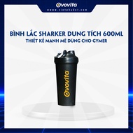 Bình lắc shaker OVOVITA phụ kiện thể thao thiết kế tiện lợi dùng cho tập gym thể dục dung tích 600ml