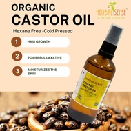 Herbal sense Organic Castor Oil Hexane Free Cold Pressed Hair and Skin Treatment Oil