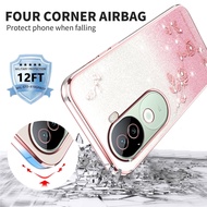 Luxury Rose Pattern Glitter Phone Case Compatible with For VIVO V40E 5G Global IQOO Z9S, Shockproof 