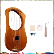 7 String Lyre Harp Wood String Instrument with Carry Bag Extra String Set and Accessaries Style B