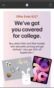 蘋果優惠apple back to school( ipad, macbook)只要airpod