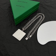 BV 義大利製銀色方形吊墜項鍊Bottega Veneta outlet