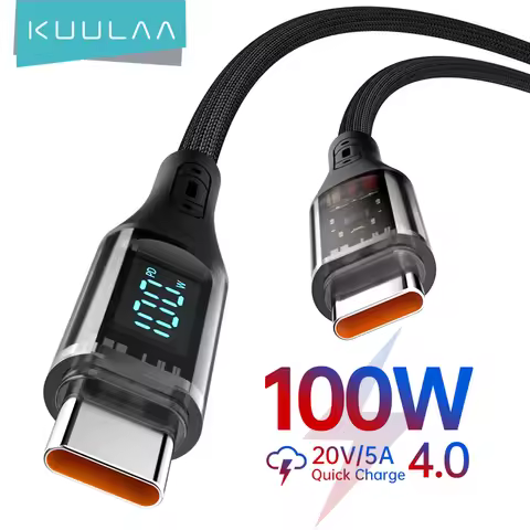 KUULAA Type C to Type C Cable 100W PD Fast Charging Charger USB C to USB C Display Cable For Xiaomi 