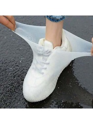 1雙天然乳膠防水鞋套,適用於戶外雨天,可重複使用