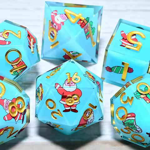 DND Resin Dice 7-Piece Set for Dungeons and Dragons DND 5e RPG Gift, Board Game Tabletop Role Playin