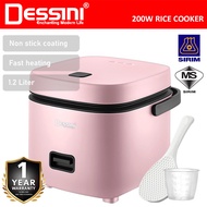 DESSINI ITALY 1.2L Electric Rice Cooker Non Stick Aluminium Inner Pot with Steamer Pengukus Periuk N