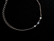 SV925/ 14KGF 小清新 Moonstone 迷你白月光石手鍊/腳鍊