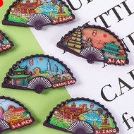Refrigerator Magnet Chinese Fan-Shaped Refrigerator Sticker National Trendy City Travel Suzhou Expo 