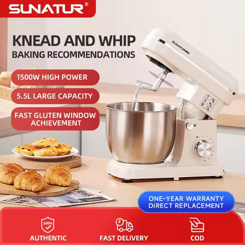 SUNATUR Electric Stand Mixer Professional Kitchen Mixer Egg Beater Cream Whisk Dough Mixer Home Comm