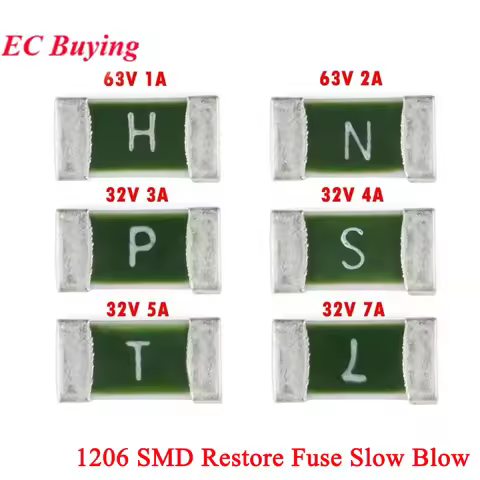 100Pcs/5pcs 1206 SMD A One Time Fuse Positive Disconnect SMD Restore Fuse Slow Blow 1A 2A 3A 4A 5A 7