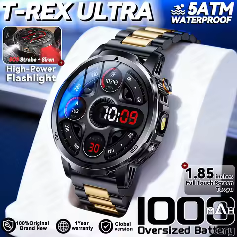 2026 T-Rex 3 Ultra Outdoor Military Smartwatch 1000mAh Battery 5ATM Waterproof BT Call 1.85" AMOLED 