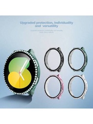 鑲鑽防護殼samsung Galaxy Watch 6螢幕保護貼40mm 44mm,鋼化玻璃鑽石防摔保護殼,galaxy Watch 6配件