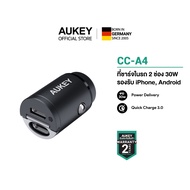 [ทักแชทรับคูปอง] AUKEY CC-A4 ที่ชาร์จเร็วในรถ USB-C Power Delivery 30W Metal Dual Port Fast Car Char