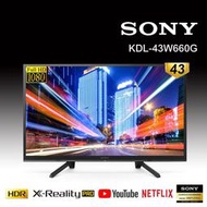 SONY 43型 HDR智慧連網液晶電視 KDL-43W660G 超極真影像晶片