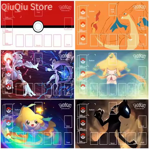 Pokemon PTCG Mewtwo Charizard Mew Jirachi Battle Playmat Trading Card Game Mat Dedicated Card Play A