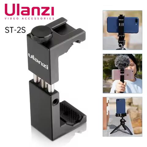 ULANZI Metal Phone Holder Tripod Mount Monopod Clip Clamp Cold Shoe for iPhone 8 X XR XS 11 12 13 Mi