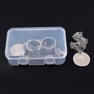 1Pc Mini Portable Plastic Jewelry Storage Box with  Lidded/ Multi-purpose  Transparent Dustproof Desktop Organizer