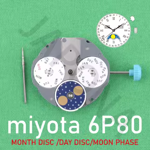 6P80 movement miyota 6P80 movement japan movement MONTH DISC /DAY DISC/MOON PHASE